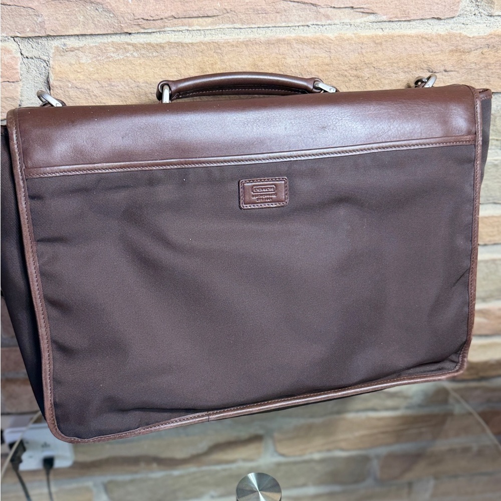 Vintage Coach Brown Leather & Nylon Unisex Briefcase Laptop Messenger Bag - Picture 2 of 16